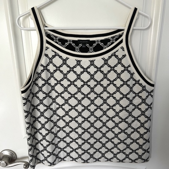 Talbots Lattice Jacquard Tipped Halter Top - Picture 1 of 3